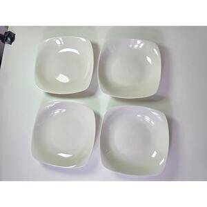 GIBSON HOME White Soup Cereal Thin Lightweight 7.75"  Square Bowls Set of 4